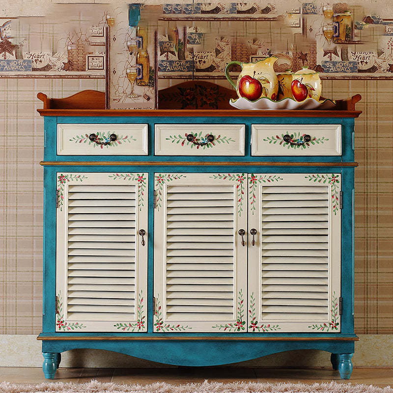 Industrial Rectangle Accent Cabinet with 6 Shelves Distressed Wood Cabinet