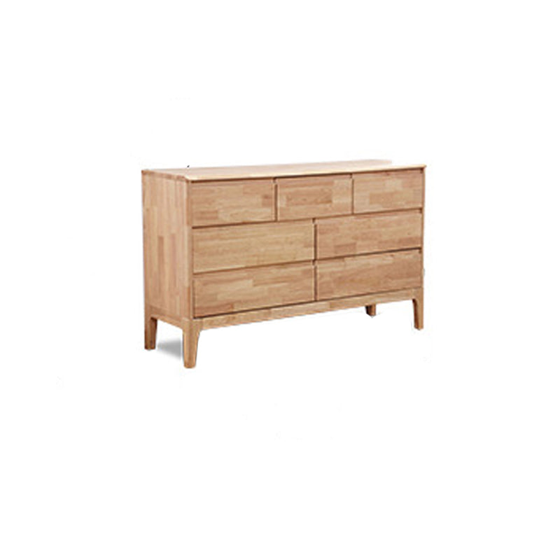 Modern Natural Rectangle Accent Chest with Drawers in Rubberwood