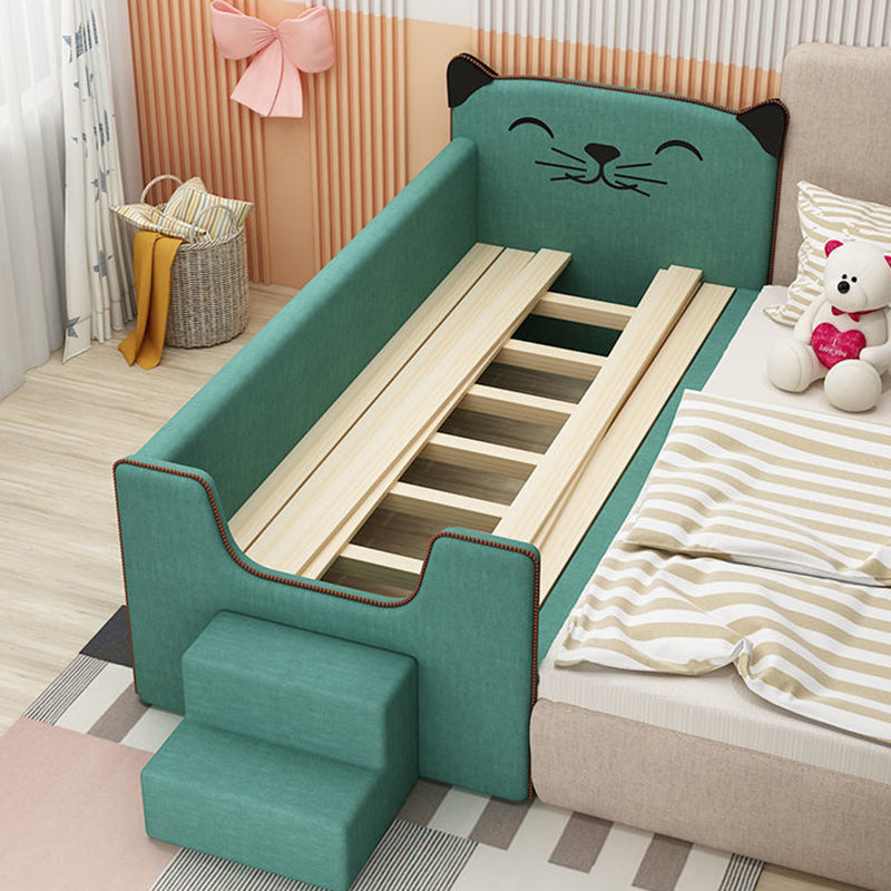 Upholstered Grey Toddler Bed Modern Animals Bed with Guardrail