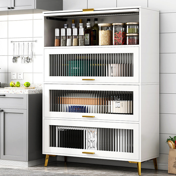 Modern Engineered Wood Credenza Kitchen Sideboard with Glass Door