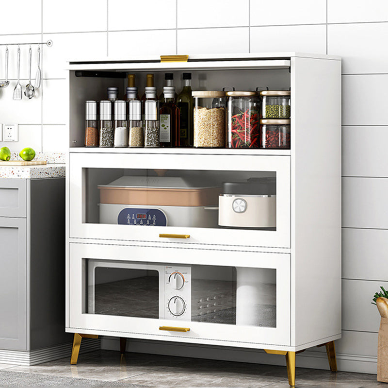 Modern Engineered Wood Credenza Kitchen Sideboard with Glass Door