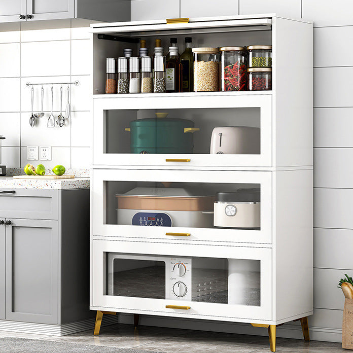 Modern Engineered Wood Credenza Kitchen Sideboard with Glass Door