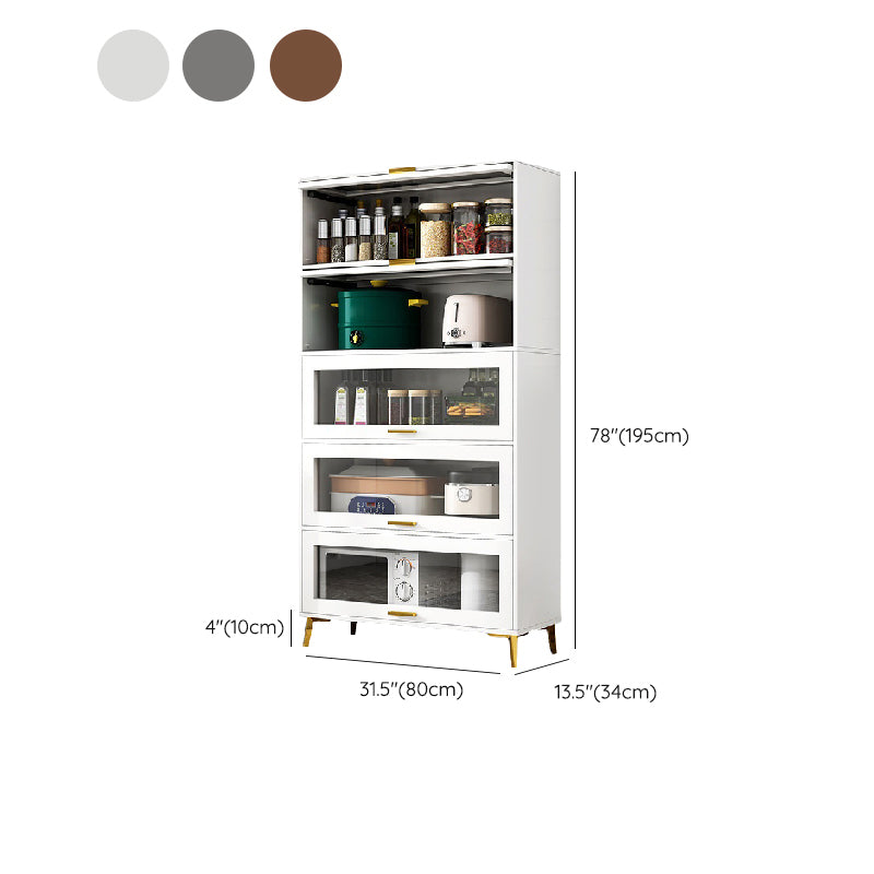 Modern Engineered Wood Credenza Kitchen Sideboard with Glass Door