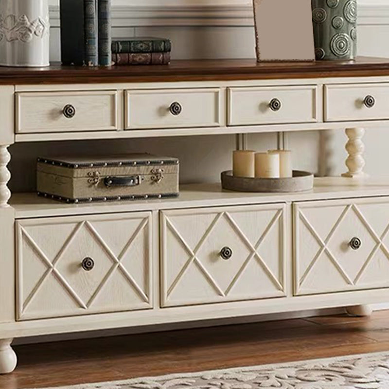 Solid Wood Side Board Farmhouse Rectangle Storage Sideboard with Drawers