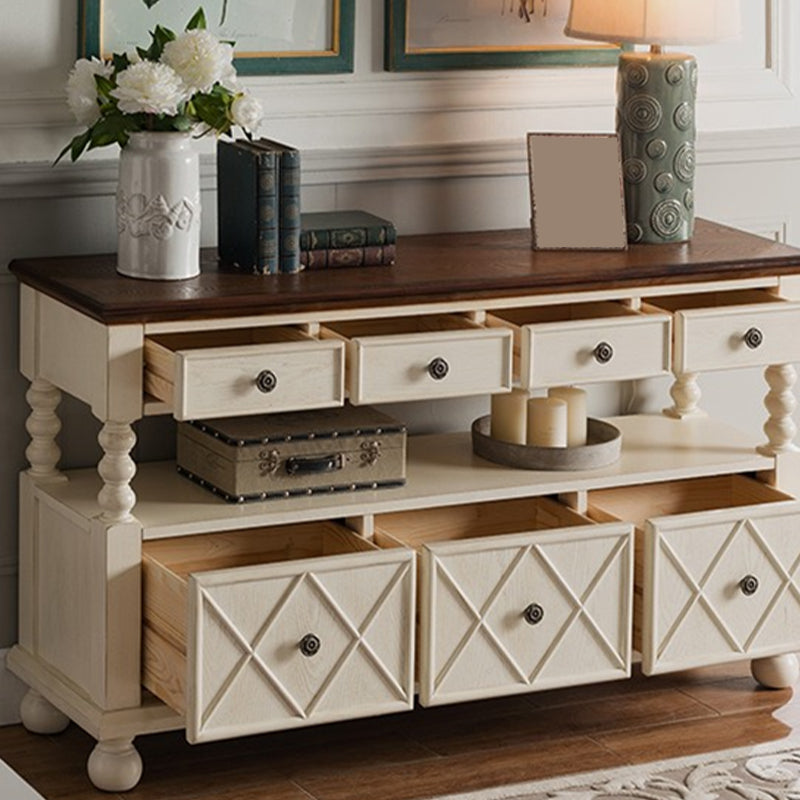 Solid Wood Side Board Farmhouse Rectangle Storage Sideboard with Drawers