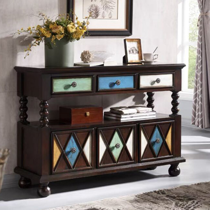 Solid Wood Side Board Farmhouse Rectangle Storage Sideboard with Drawers