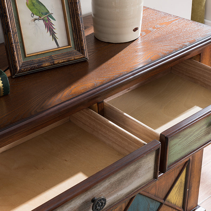 Solid Wood Side Board Farmhouse Rectangle Storage Sideboard with Drawers