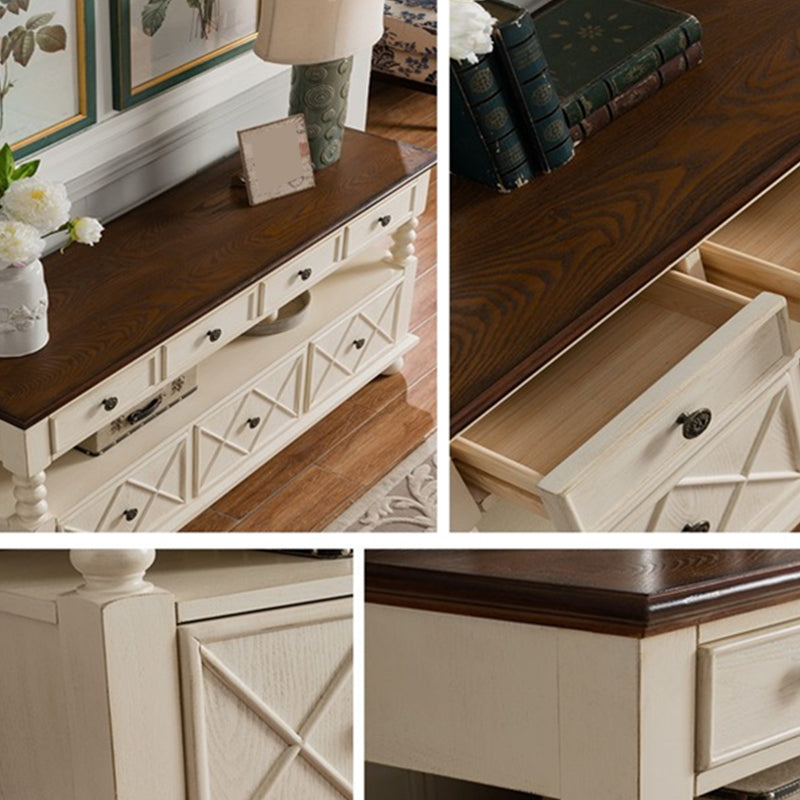 Solid Wood Side Board Farmhouse Rectangle Storage Sideboard with Drawers