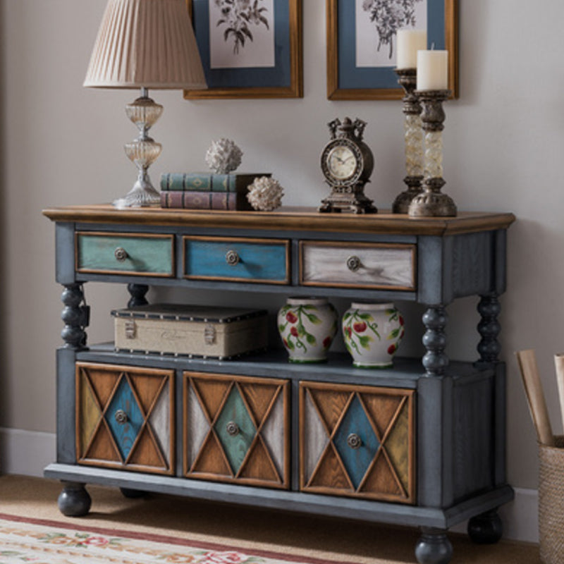 Solid Wood Side Board Farmhouse Rectangle Storage Sideboard with Drawers