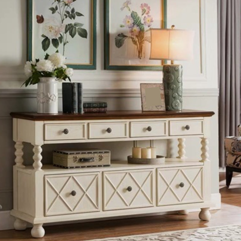 Solid Wood Side Board Farmhouse Rectangle Storage Sideboard with Drawers