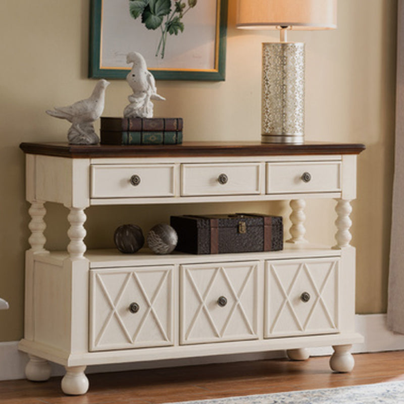 Solid Wood Side Board Farmhouse Rectangle Storage Sideboard with Drawers