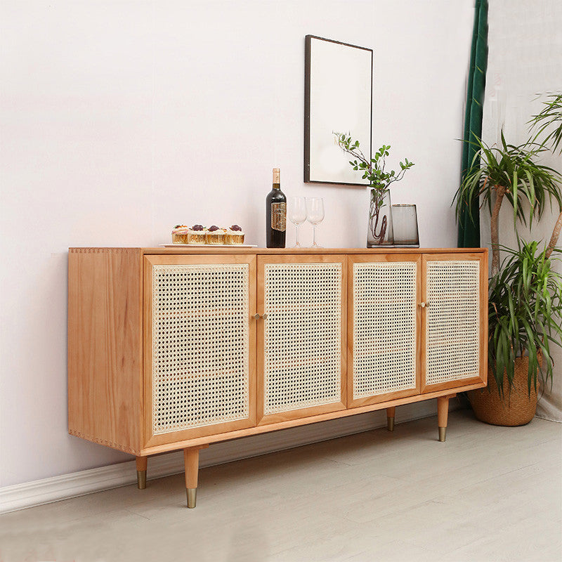 Wooden Home Sideboard Farmhouse Style Simple Rectangular Side Board with Doors