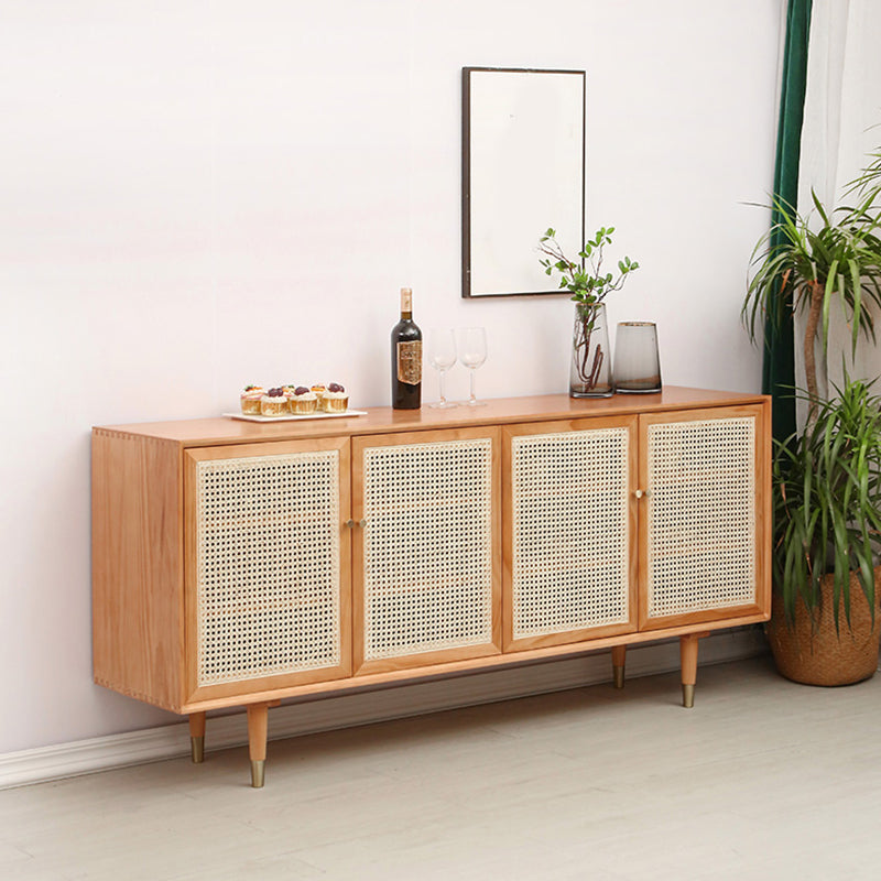 Wooden Home Sideboard Farmhouse Style Simple Rectangular Side Board with Doors