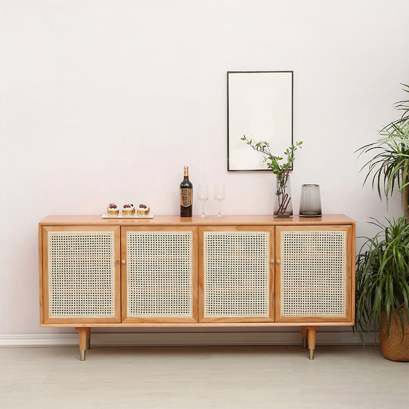 Wooden Home Sideboard Farmhouse Style Simple Rectangular Side Board with Doors