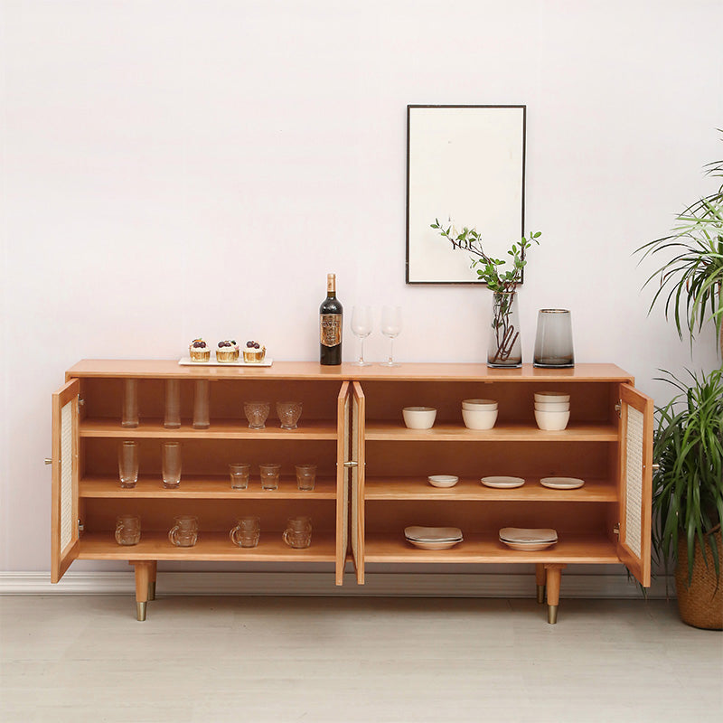 Wooden Home Sideboard Farmhouse Style Simple Rectangular Side Board with Doors