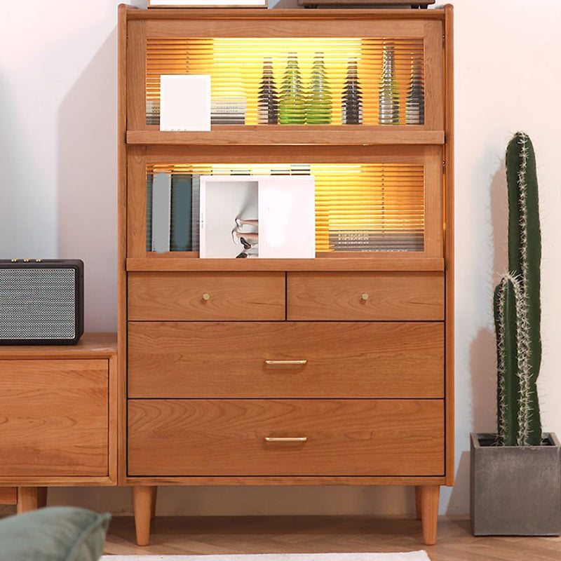 Modern Style Sideboard Cabinet Home Wooden Side Board with Glass Doors