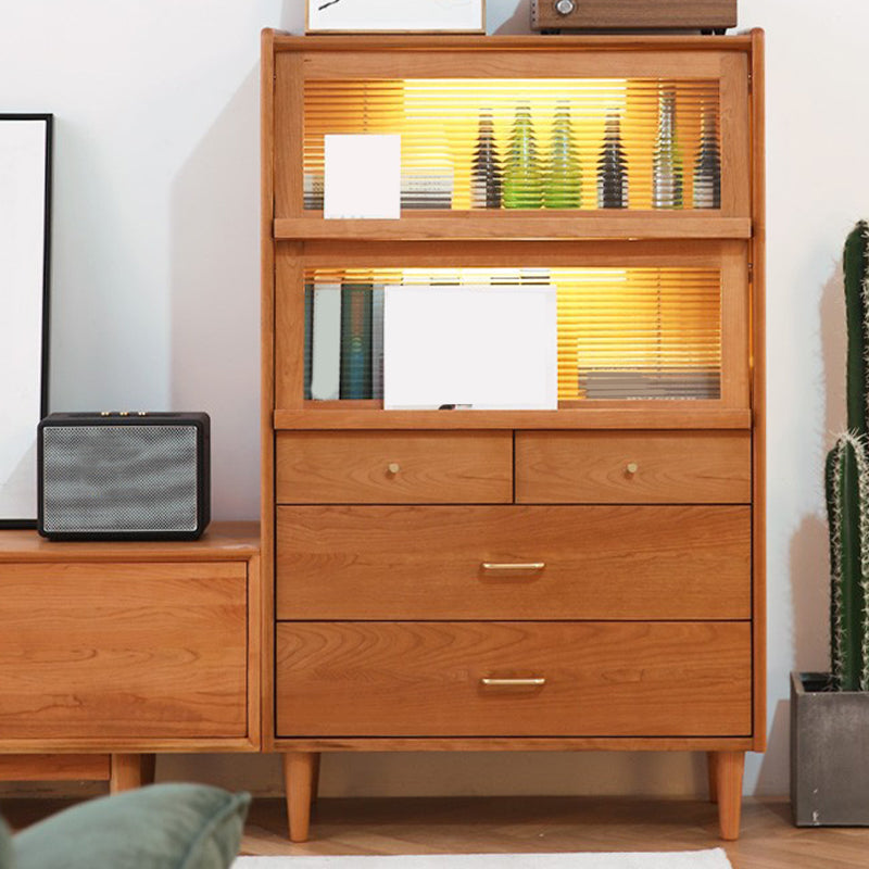 Modern Style Sideboard Cabinet Home Wooden Side Board with Glass Doors