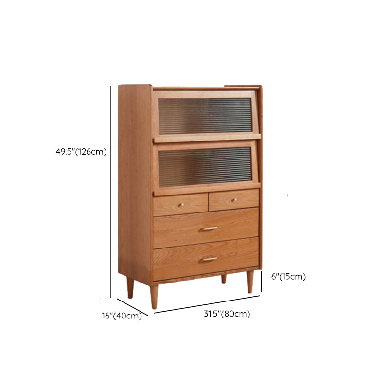 Modern Style Sideboard Cabinet Home Wooden Side Board with Glass Doors