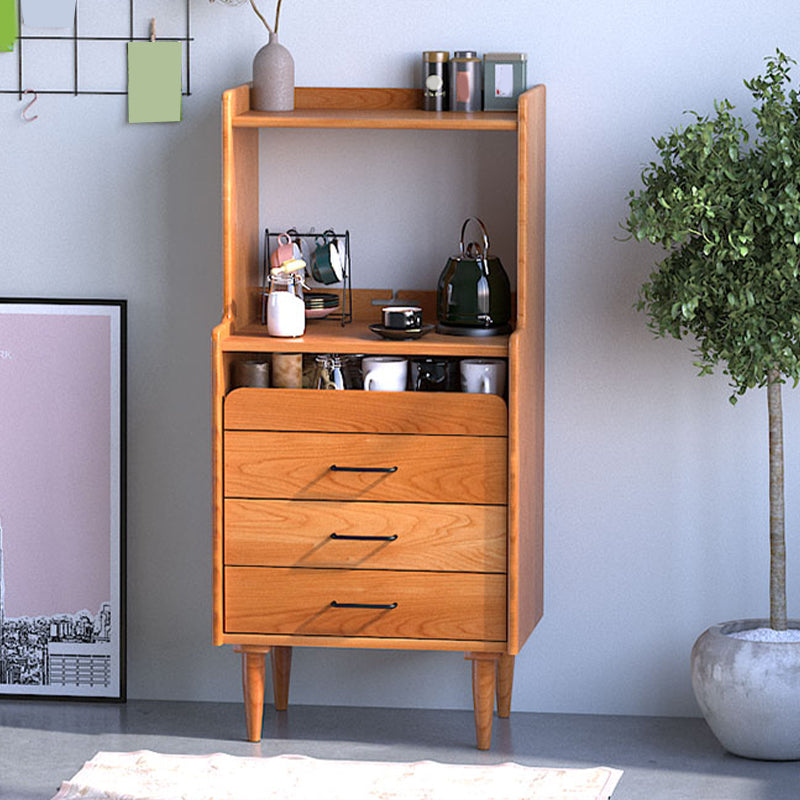 Brown Wooden Home Sideboard Modern Rectangular Side Board with Drawer