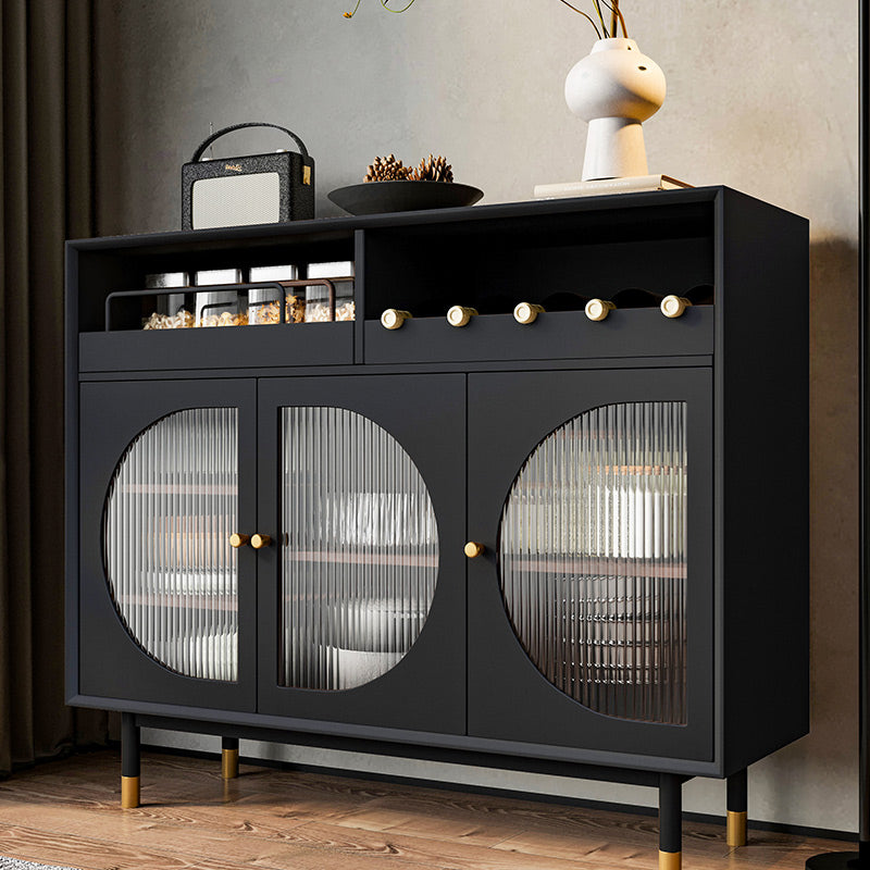 Black Wooden Side Board with Door Modern Minimalist Living Room Buffet Sideboard