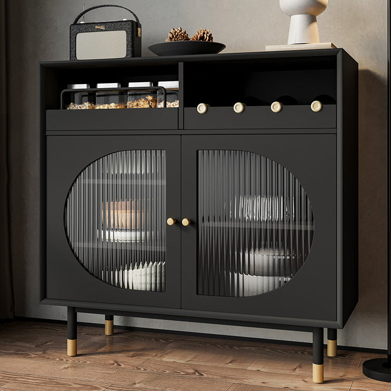 Black Wooden Side Board with Door Modern Minimalist Living Room Buffet Sideboard