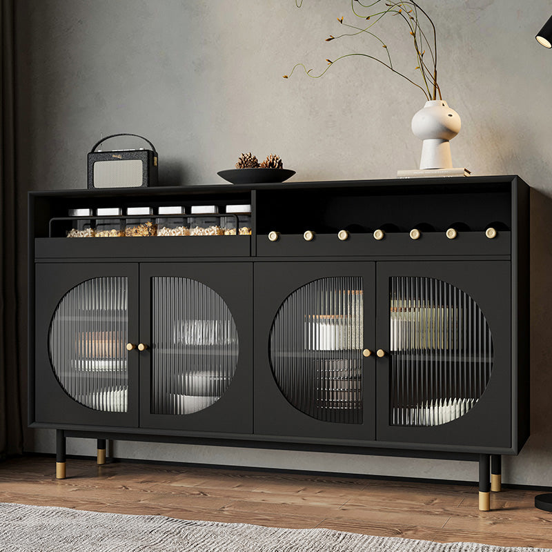 Black Wooden Side Board with Door Modern Minimalist Living Room Buffet Sideboard