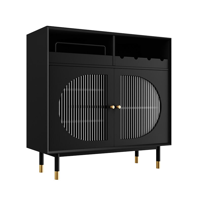 Black Wooden Side Board with Door Modern Minimalist Living Room Buffet Sideboard