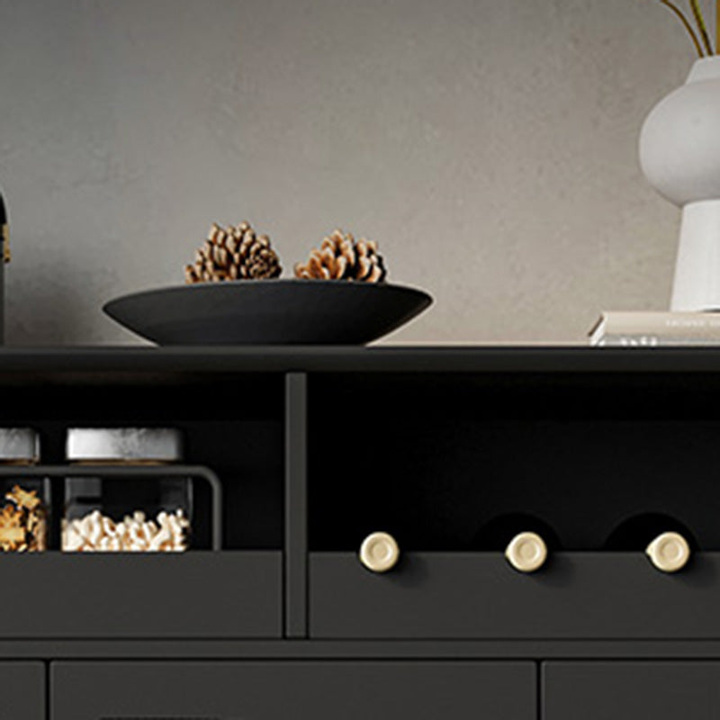 Black Wooden Side Board with Door Modern Minimalist Living Room Buffet Sideboard