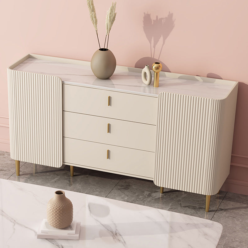 Luxury Rectangle Storage Sideboard Sintered Stone Sideboard Cabinet with Drawers and Doors