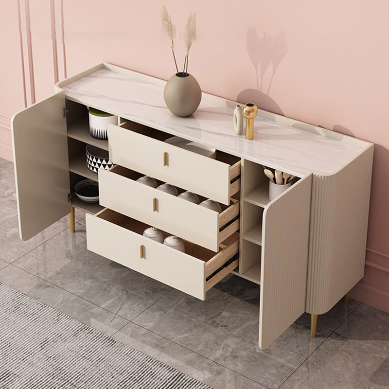 Luxury Rectangle Storage Sideboard Sintered Stone Sideboard Cabinet with Drawers and Doors