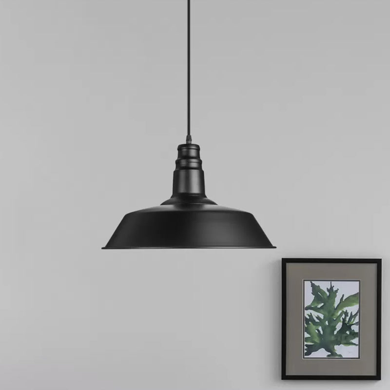 Pendre en forme de grange industrielle une lumière de suspension en métal lumineux en noir pour la salle d'étude