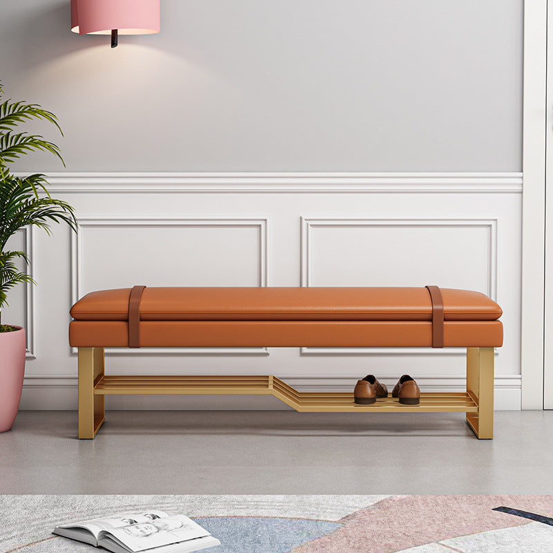 13.65-inch W Modern Entryway Bench Cushioned Seating Bench with Shoe Storage