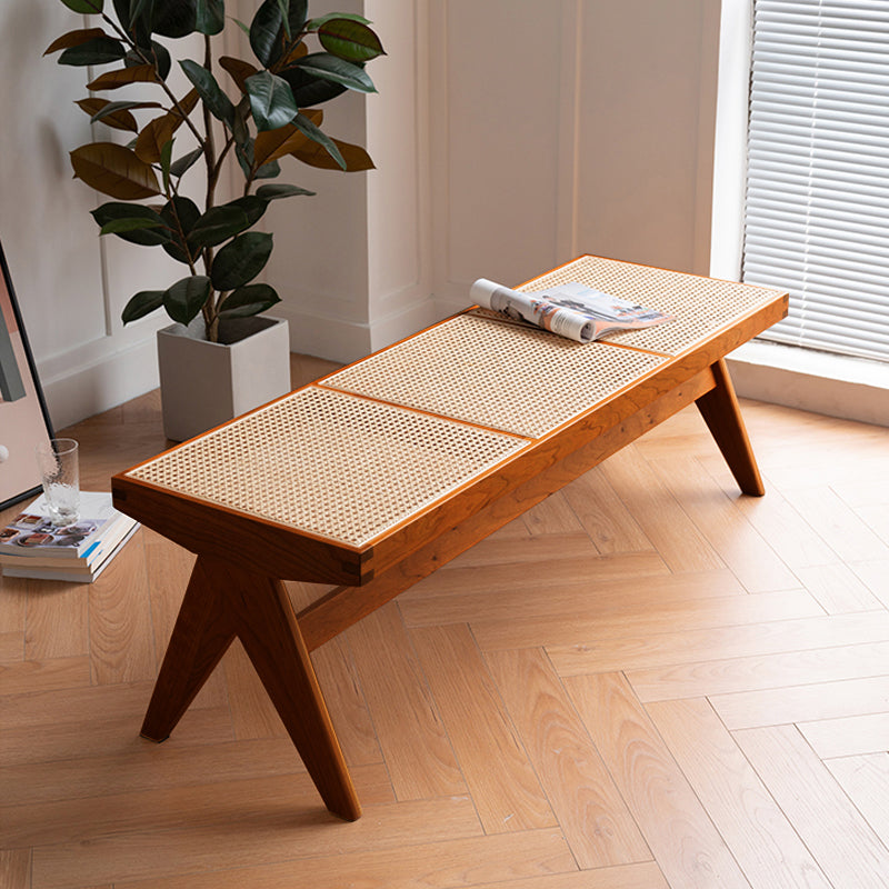 Tropical Entryway and Bedroom Bench Solid Wood Seating Bench with Legs