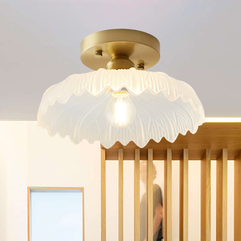 1 Lampada del soffitto leggero con ciotola/fienile/fiore shad vetro a testruzzo di vetro industriale semifulto