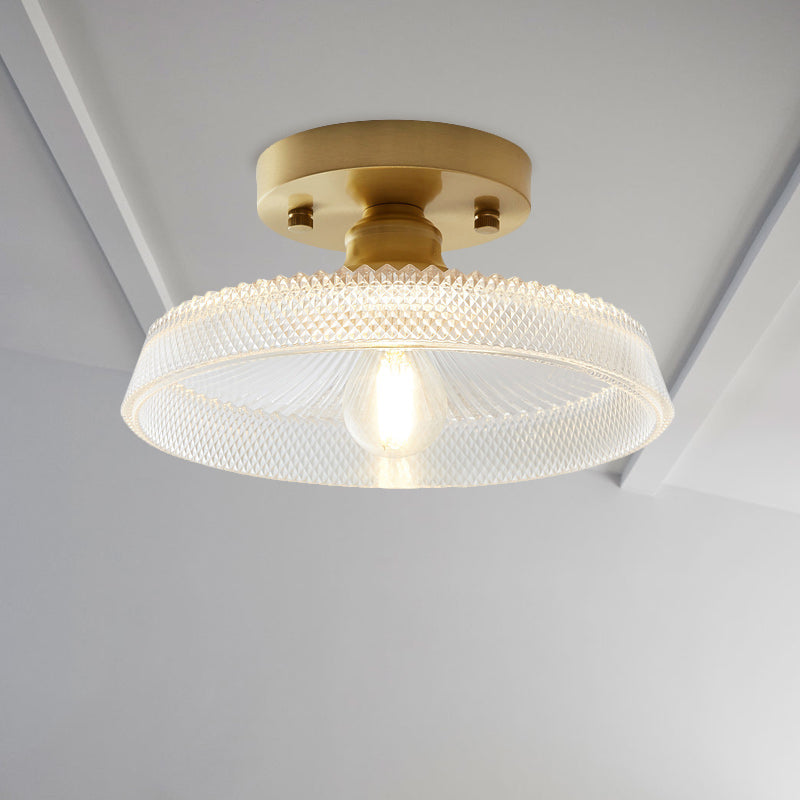 1 Lampada del soffitto leggero con ciotola/fienile/fiore shad vetro a testruzzo di vetro industriale semifulto