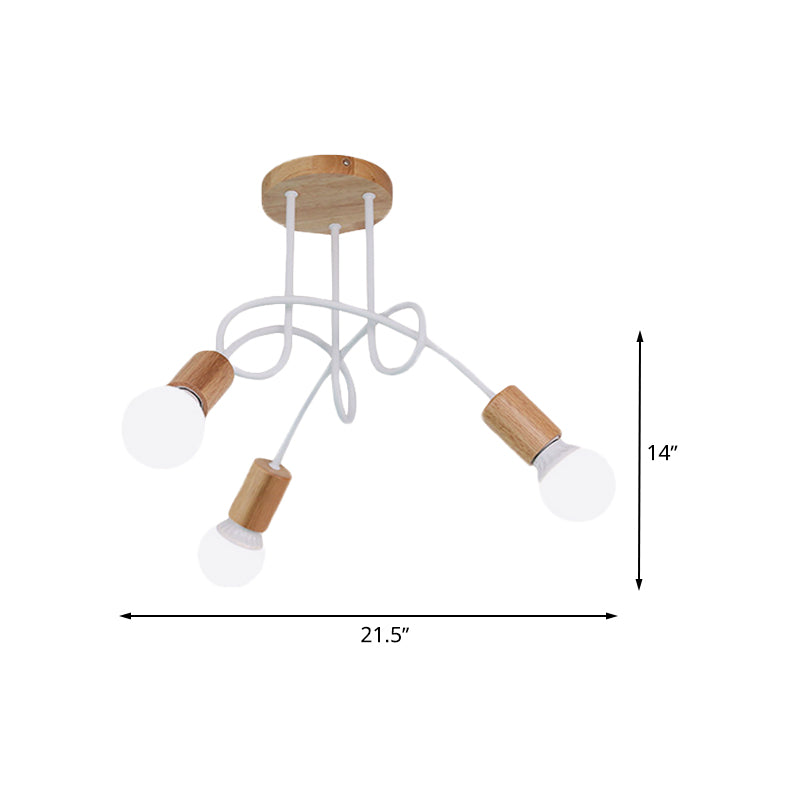 Luces de techo de bombilla de madera moderna de montaje semi retorcido para dormitorio para dormitorio