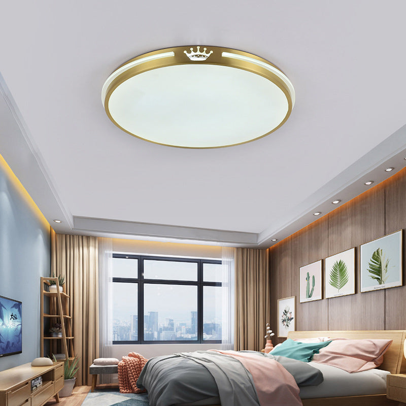 Modern Gold Flush Light Circle Ceiling Lighting with Brass for Bedroom