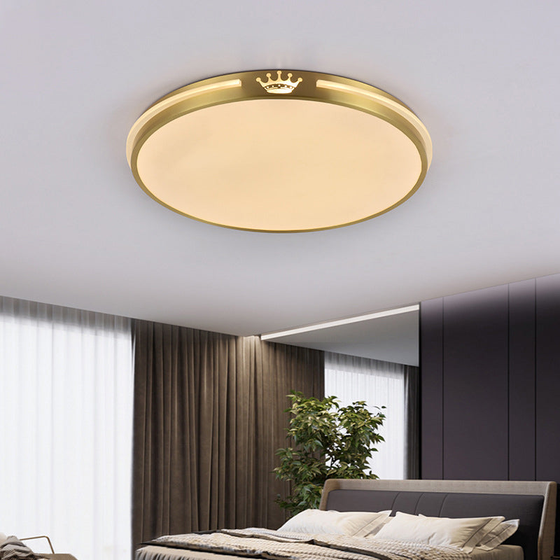 Modern Gold Flush Light Circle Ceiling Lighting with Brass for Bedroom