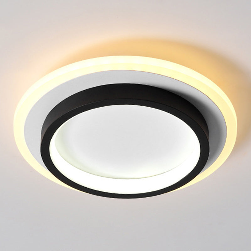 LED Modern Flush Mount Geometric Shape Metal Ceiling Light with Acrylic Shade for Bedroom