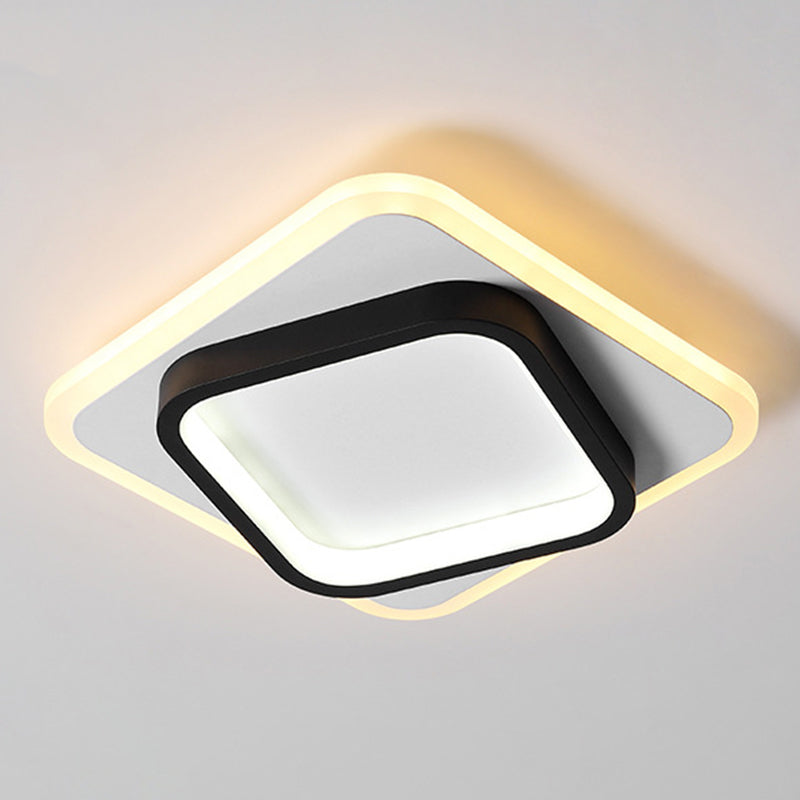 LED Modern Flush Mount Geometric Shape Metal Ceiling Light with Acrylic Shade for Bedroom