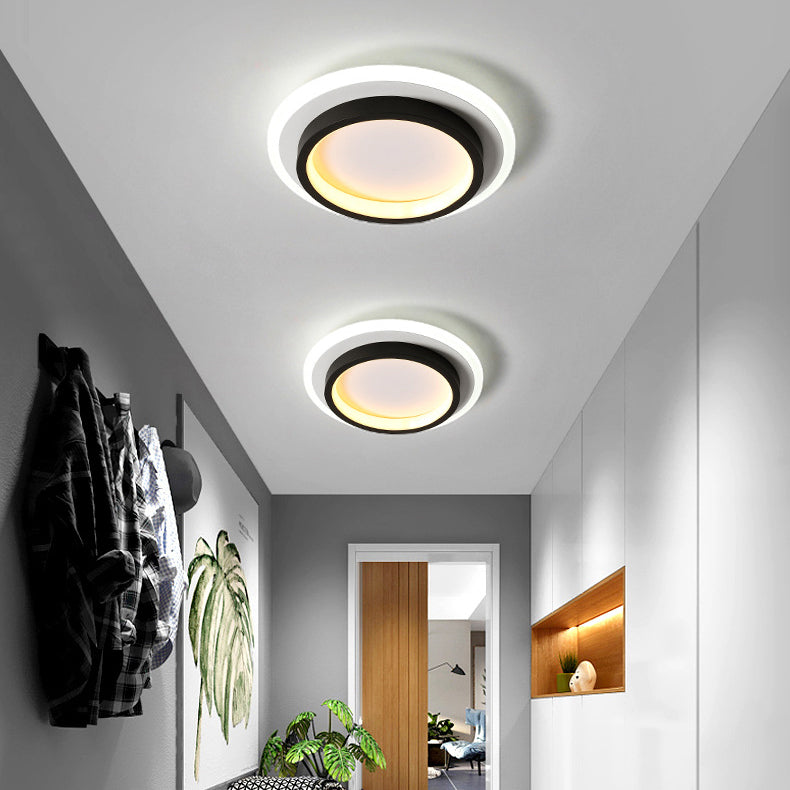 LED Modern Flush Mount Geometric Shape Metal Ceiling Light with Acrylic Shade for Bedroom