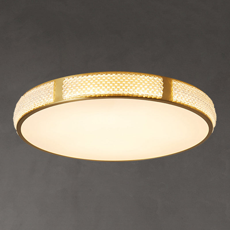 Contemporary Flush Light Brass and Acrylic Ceiling Lighting for Bedroom