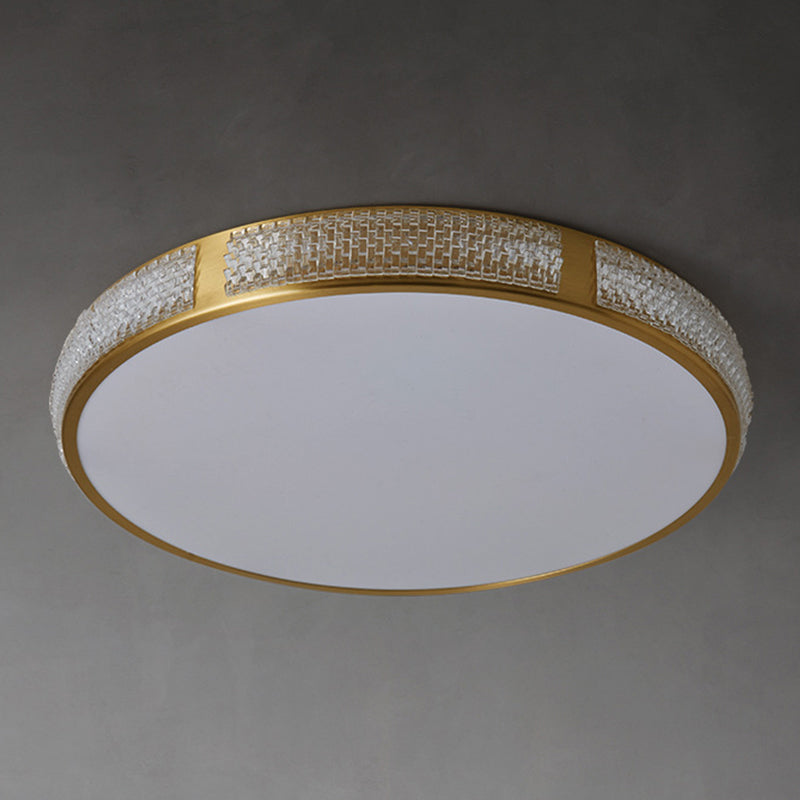 Contemporary Flush Light Brass and Acrylic Ceiling Lighting for Bedroom