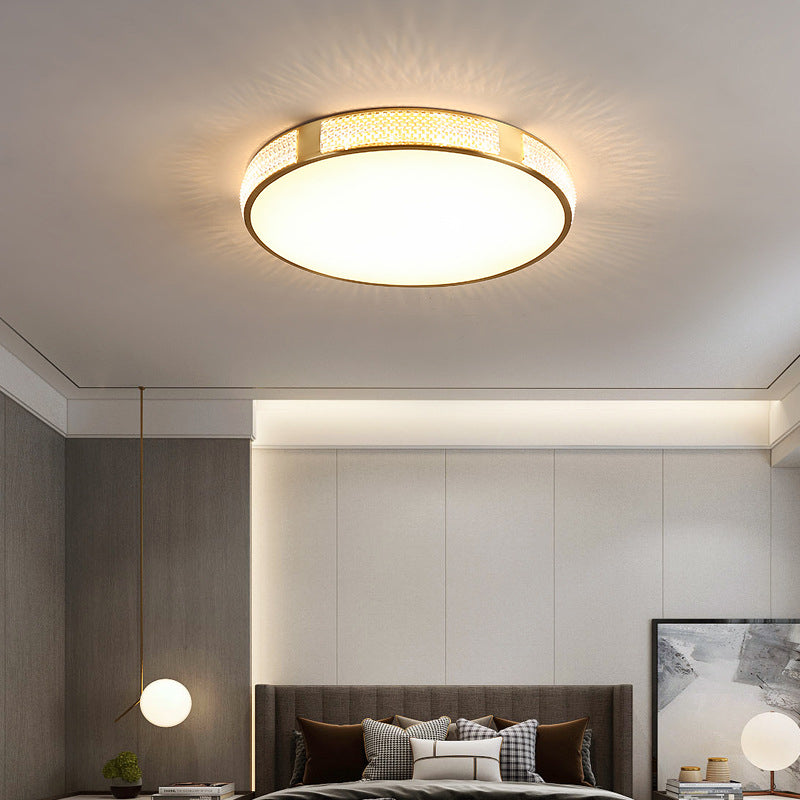 Contemporary Flush Light Brass and Acrylic Ceiling Lighting for Bedroom