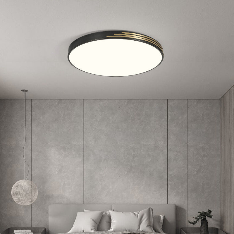 Contemporary Flush Light Round Brass Ceiling Lighting for Bedroom