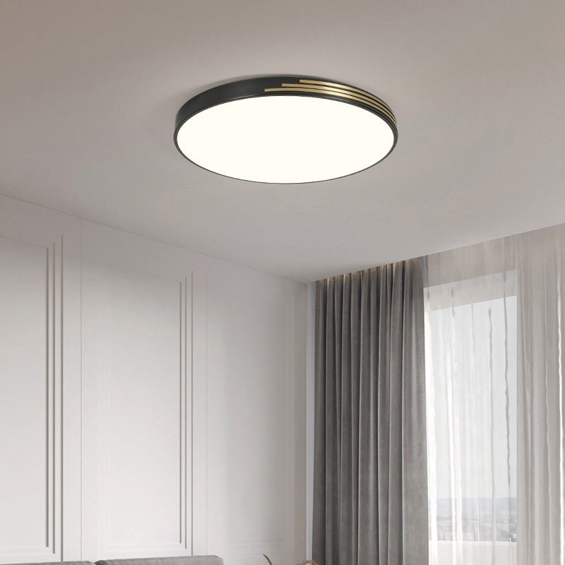 Contemporary Flush Light Round Brass Ceiling Lighting for Bedroom