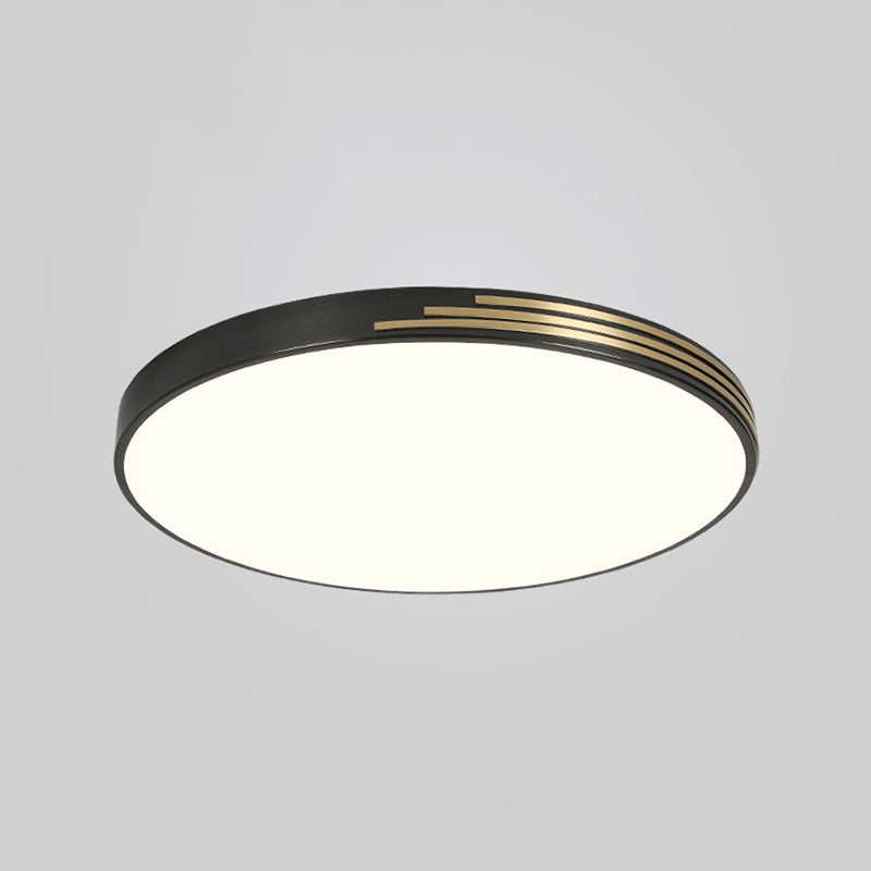 Contemporary Flush Light Round Brass Ceiling Lighting for Bedroom