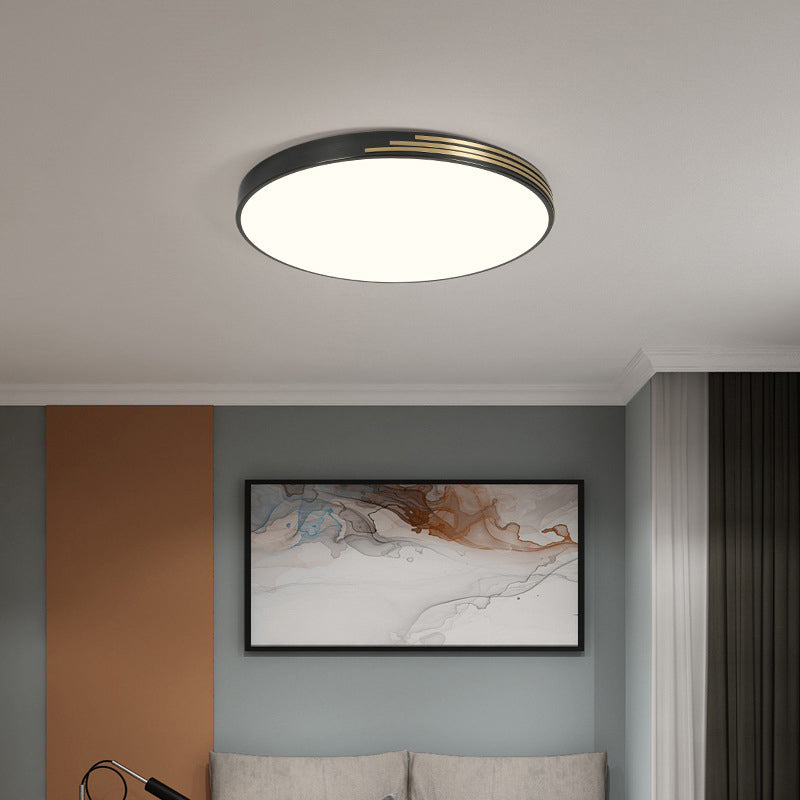 Contemporary Flush Light Round Brass Ceiling Lighting for Bedroom