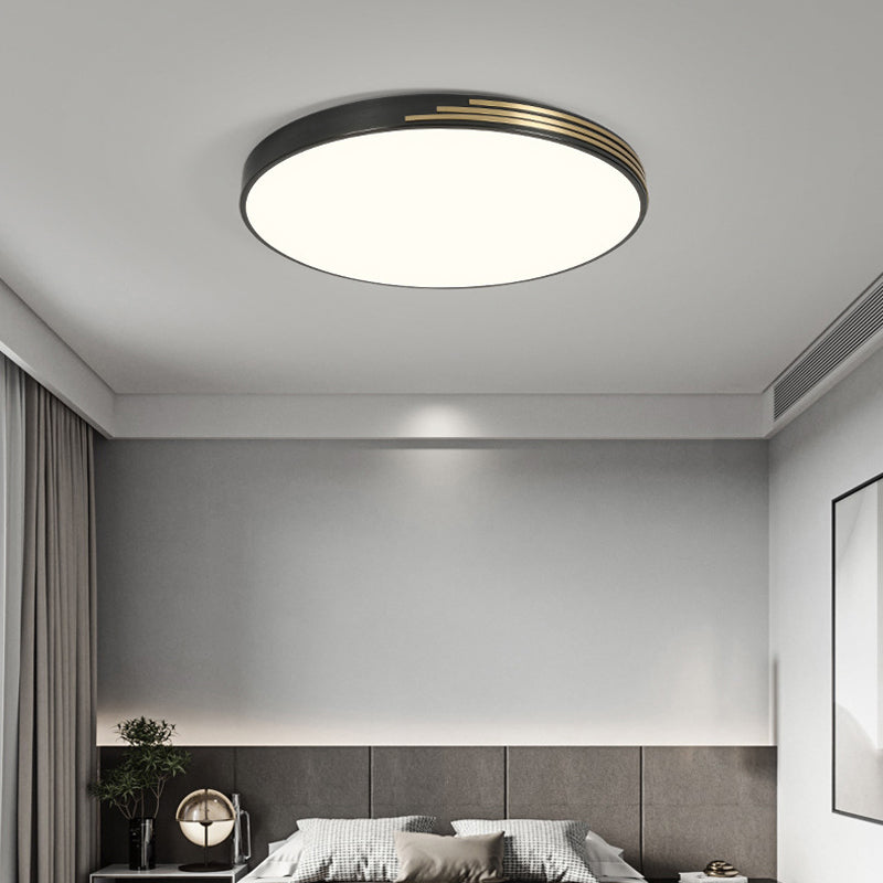 Contemporary Flush Light Round Brass Ceiling Lighting for Bedroom