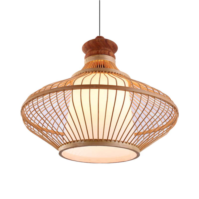 Bamboo Shade en larme en larmes LAMPE PROSIBLE 1 LUMIÈRE PENDANT BEIGE LUMINE POUR FOYER